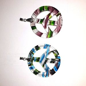 Glass peace necklace pendant